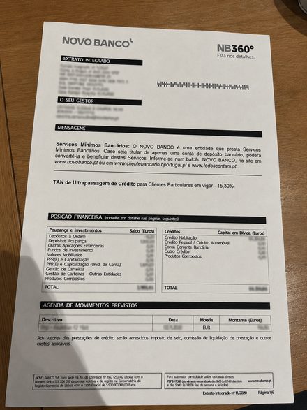 Bank statement on a desk